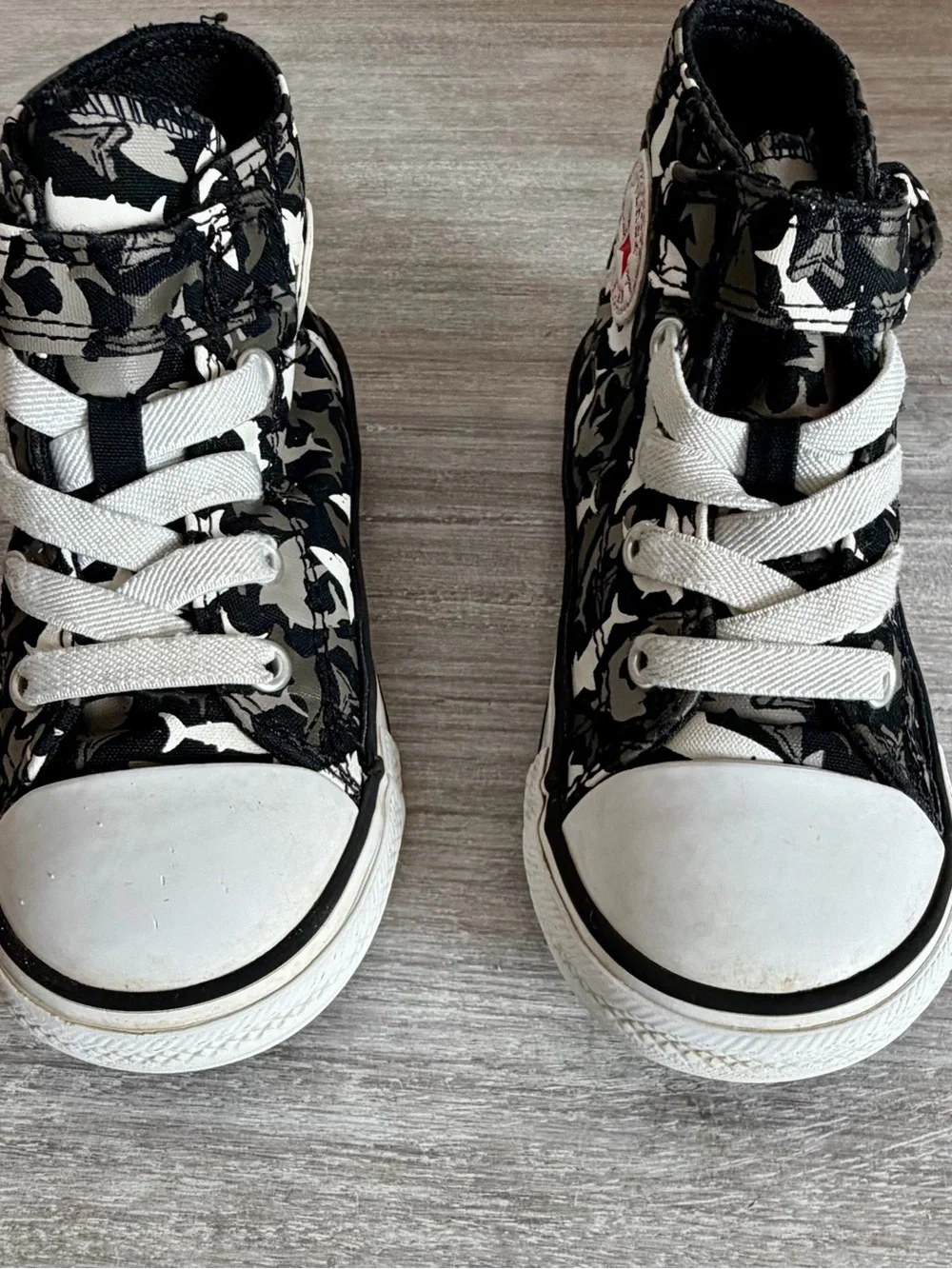 Converse Black White Canvas High-Top Shark Ocean Tie Slip-on Sneakers Toddler 8